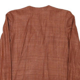 MIZIO Womens Brown Linen Blend Button Jacket M Plain Classic Soft Comfortable