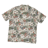 CAL SUN Mens Green & Beige Floral Print Shirt L Tropical Cotton Blend Casual