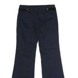 LOFT Womens Cotton Blend Navy Regular Fit Flared Trousers W30 L33 Stylish Button