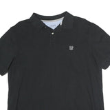 CHAPS Mens Black Cotton Short Sleeve Plain Polo Shirt L Classic Fit Casual
