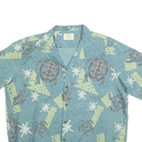 ATTITUDE Mens Blue Casual Shirt XL Cotton Blend Beach Print Summer
