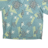 ATTITUDE Mens Blue Casual Shirt XL Cotton Blend Beach Print Summer