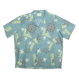 ATTITUDE Mens Blue Casual Shirt XL Cotton Blend Beach Print Summer