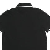 TOMMY HILFIGER Mens Black Short Sleeve Plain Polo Shirt M Cotton Blend