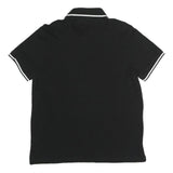 TOMMY HILFIGER Mens Black Short Sleeve Plain Polo Shirt M Cotton Blend