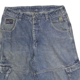 LOBU Mens Denim Blue Cargo Shorts Size L W36 Casual Cotton Blend