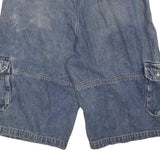 LOBU Mens Denim Blue Cargo Shorts Size L W36 Casual Cotton Blend