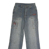 BOYUE JEANS Mens Jeans Blue Regular Straight Denim Rinse W28 L30 Casual Wear