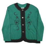 CONFEZIONI RENE Womens Green & Black Cotton Blend Jacket L Button Plain