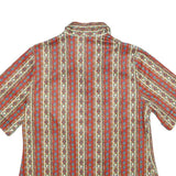 Womens Red Floral Stripe Button Shirt UK 10 Short Sleeve Vintage Style