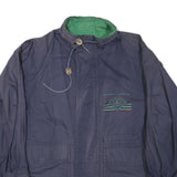 LIBERTY Mens Blue & Green Cotton Blend Zip Jacket XL Casual Outdoor Lightweight