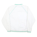 Mens White Green Trim Plain Jacket L Polyester Blend Zip Track Lightweight