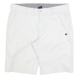 CHAMPION Mens Casual White Button Closure Cotton Blend Shorts XL W38 Logo