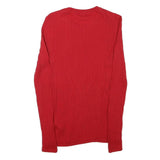 TOMMY HILFIGER Womens Red Patterned Jumper Crew Neck Basic Knit S Casual