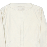EMPORIO ARMANI Womens White Button Jacket M Polyester Blend Plain Clean Design