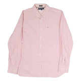 TOMMY HILFIGER Mens Pink & White Check Shirt L Cotton Button Down Collar Long