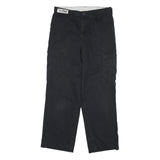 DICKIES Mens Black Cotton Blend Regular Fit Button Closure Trousers W34 L31
