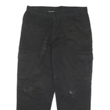 DICKIES Mens Black Cotton Blend Relaxed Cargo Trousers W36 L30 Workwear Durable