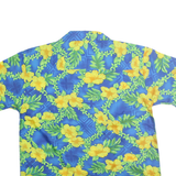 ROUNDY BAY Mens Blue & Yellow Hawaiian Shirt M Summer Vacation Beach Casual