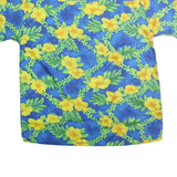 ROUNDY BAY Mens Blue & Yellow Hawaiian Shirt M Summer Vacation Beach Casual