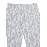 Womens Relaxed White & Light Blue Printed Casual Trousers W38 L27