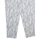 Womens Relaxed White & Light Blue Printed Casual Trousers W38 L27