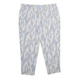 Womens Relaxed White & Light Blue Printed Casual Trousers W38 L27