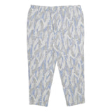 Womens Relaxed White & Light Blue Printed Casual Trousers W38 L27
