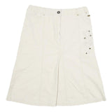 INFLUENCE Womens Cream Cotton Blend A-Line Knee Length Woven Skirt L Embroidery
