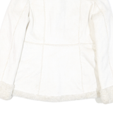 MUDD Womens White Leather Button Jacket M Faux Shearling Trimmed Elegant Fit