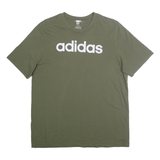 ADIDAS Mens Green Cotton T-Shirt L Short Sleeve Crew Neck Logo