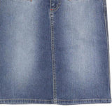ECKO UNLTD Womens Blue Denim Straight Knee Length Cotton Blend Skirt M Red