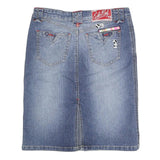 ECKO UNLTD Womens Blue Denim Straight Knee Length Cotton Blend Skirt M Red