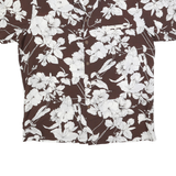 Mens Brown & White Floral Pattern Polyester Short Sleeve Shirt L Casual Summer