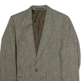 Mens Grey Wool Plain Classic Jacket M Button Closure