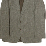 Mens Grey Wool Plain Classic Jacket M Button Closure
