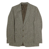 Mens Grey Wool Plain Classic Jacket M Button Closure