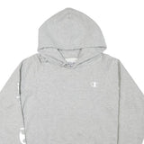 CHAMPION Womens Grey Hoodie M Cotton Blend Pullover Logo Print