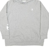 CHAMPION Womens Grey Hoodie M Cotton Blend Pullover Logo Print