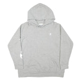CHAMPION Womens Grey Hoodie M Cotton Blend Pullover Logo Print