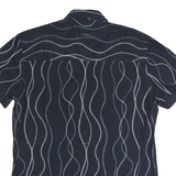 DESIGUAL Mens Black Shirt M Cotton Blend Wavy Stitch Pattern Casual