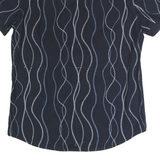 DESIGUAL Mens Black Shirt M Cotton Blend Wavy Stitch Pattern Casual