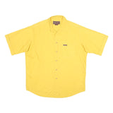MARLBORO Mens Yellow Cotton Shirt L Short Sleeve Casual Classic