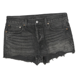 LEVI'S Womens Black Denim Cut-Off Shorts M W32 Distressed Frayed Hem