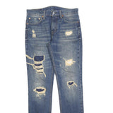 LEVI'S 511 Slim Mens Jeans Blue Slim Skinny Denim Medium W32 L34 Distressed