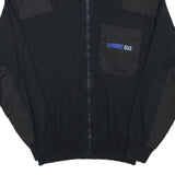 Mens Black Plain Cotton Blend Pullover Zip Up Jumper L Limmat Bus Pocket