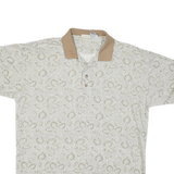 BUGLE BOY Mens Beige Floral Print Short Sleeve Polo Shirt L Polyester Blend