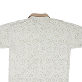 BUGLE BOY Mens Beige Floral Print Short Sleeve Polo Shirt L Polyester Blend