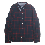 TOMMY HILFIGER Womens Blue & Red Checked Cotton Shirt L Long Sleeve Casual