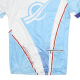 CUORE Mens Blue White Polyester Cycling Jersey L Short Sleeve Zip Neck